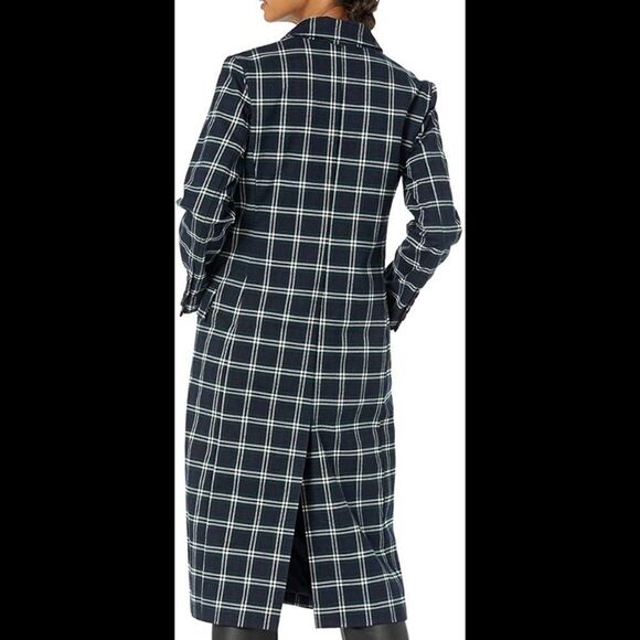 BB Dakota Navy Plaid Coat size small - Picture 2 of 7